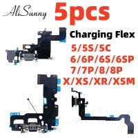 AliSunny 5 ชิ้นชาร์จพอร์ต Flex Cable สำหรับ iPhone 5 5 วินาที 5C SE 6 6 วินาที 7 8 plus Charger Dock Connector USB Repair Part-sg7f