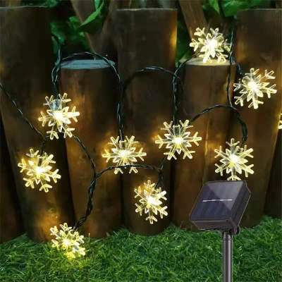 2021203050LED Solar Snowflakes String Lights Outdoor Waterproof Garland Fairy Garden Lights for Wedding Party Christmas Decoration