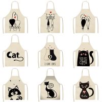 Cat Kitchen Aprons for Women Cotton Linen Bibs Household Cleaning Pinafore Home Cooking Apron Kids Kitchen Barber Apron Delantal