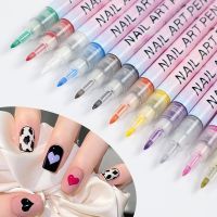 12-color Manicure Pen Acrylic Paint Student Paint Pen Set 0.5/0.7MM Nib DIY Shape Draw Line Dot Nail Graffiti Supplies