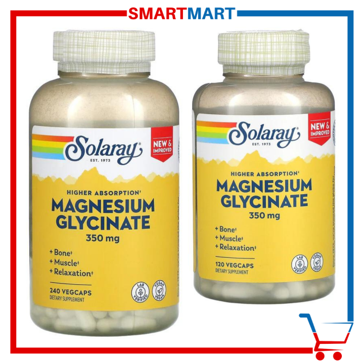 Solaray Magnesium Glycinate 350 mg 120 or 240 Vegetable Capsules