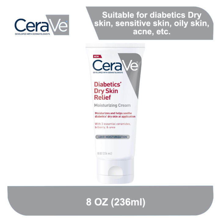 CeraVe Diabetics' Dry Skin Relief Cream Urea Cream with Lingonberry