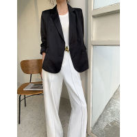 Feiernan Black Pantsuit for Women Solid Simple Straight Pants Causal Oversized High Waist Trousers Female Baggy Wide Leg Bottoms