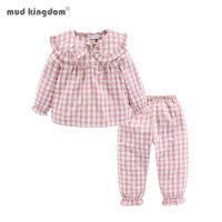 Mudkingdom Girls Pajama Set er Pan Collar Cute Plaid Girl Pajamas Suit Homewear Toddler Pajamas Girls Jammies Sleepwear