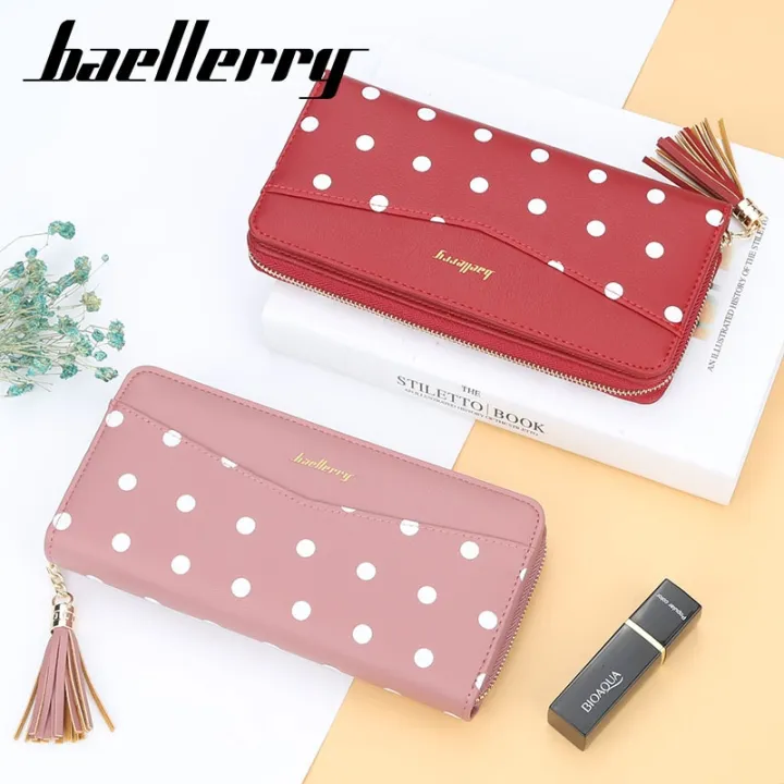 cod-baellerry-womens-version-cute-dot-long-clutch-bag-multifunctional-zipper-tassel-mobile-phone