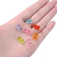 20Pcs 8x12mm Transparent Loose Space Beads Cute Small Bear-Shape Cross Hole Acrylic Beads for Making Jewelry DIY Accessories