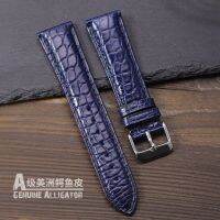 American Alligator Leather Strap Suitable For SEIKO No. 5 Glashütte CITIZEN ORIENT Male And Female Blue