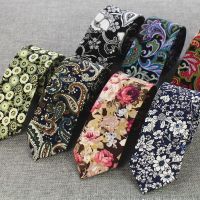 RBOCOTT Mens Cotton Ties 6 cm Slim Tie Paisley Tie Classical Floral Ties Casual Neckties Vintage Skinny Ties For Wedding Party