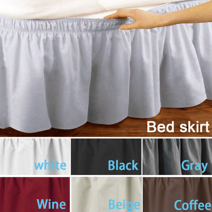 Wrap Around Easy Fit Bed Skirt Bedding Valance Elastic Band Bed Apron  Ruffled