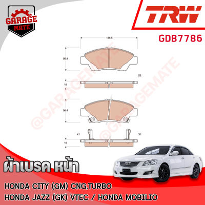 TRW ผ้าเบรคหน้า HONDA CITY(GM) ,CITY 1.5L 14-19/CITY (GN) 1.0L TURBO 09/JAZZ (GK) 1.5L 13/MOBILIO 1.5L 14