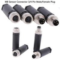 1Pc M8 Sensor Connector 3/4 Pin Male/Female Straight Angle Plug