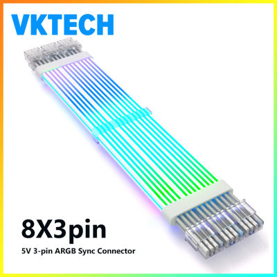 [Vktech] Argbpsu สายพ่วง12 + 4Pin สตรีมเมอร์สามตัวสายพ่วงพลังงาน24Pin ATX งอได้สำหรับขั้วต่อเมนบอร์ด