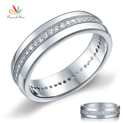 Peacock Star Round Cut Mens Bridal Wedding Band Solid Sterling 925 Silver Ring Jewelry CFR8068