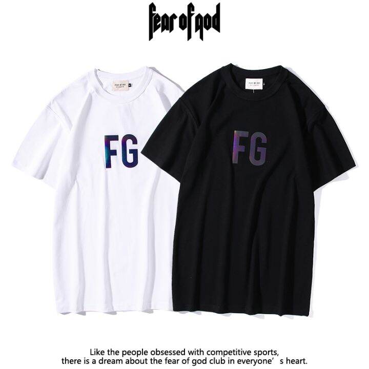 fog-essentials-ผู้ชายและผู้หญิงแฟชั่นลำลองเสื้อยืดแขนสั้น