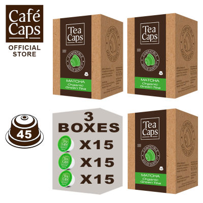 TeaCaps - Tea Matcha Nescafe Dolce Gusto Capsule Compatible (3 Box X15 capsules แคปซูล) by Cafecaps - TeaCaps MATCHA ชาเขียวมัทฉะออร์แกนิค 100% เกรดพรีเมี่ยม ไม่มีแป้ง ไม่แต่งสี ไม่มีน้ำตาล ไม่มีครีมเทียม