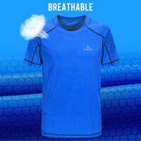 QUESHARK Professional Men Quick Dry Running T Shirt Loose Tops Breathable Gym Camping Hiking Cycling T-shirts Tees M-8XL Size