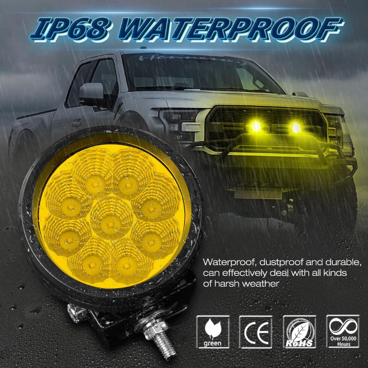 niwaker-powersports-round-led-pods-amber-niwaker-2pcs-54w-3-inch-round-fog-light-pod-led-off-road-lights-yellow-led-driving-lights-round-led-pod-lights-flood-light-bar-led-work-lights-for-truck-pickup