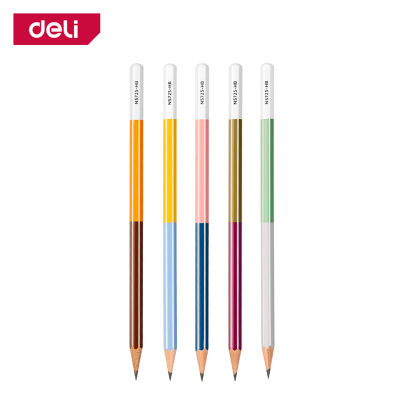 Deli ดินสอ ดินสอไม้HB ดินสอไม้2B ดินสอดำ ดินสอไม้ จับง่าย สบายมือ เขียนลื่น 10 แท่ง/กล่อง Pencil