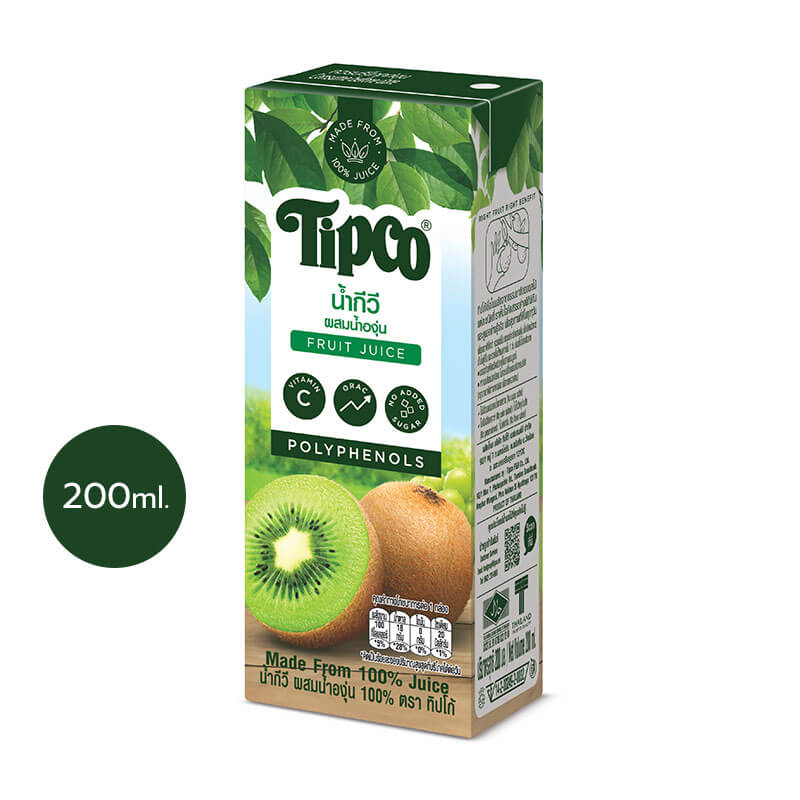 TIPCO น้ำกีวี่ผสมน้ำองุ่น Kiwi & Grape Juice 100% ขนาด 200 มล.