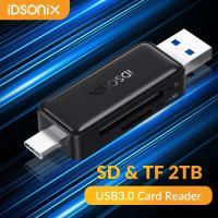 IDsonix pembaca kartu USB C USB A USB 3.0 ke SD/TF pembaca kartu adaptor mendukung SD Micro SD 2TB kartu memori untuk PC Laptop