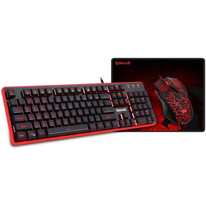 REDRAGON S1071 3in1 SET PC GAMING KEYBOARD AND MOUSE COMBO LARGE MOUSE PAD Lazada PH
