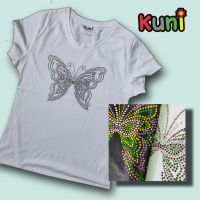 K112 เสื้อยืดผู้หญิง ตกแต่ง-ประดับ-พิมพ์ลาย-เพชรแฟชั่น Mardi Gras parade Bling Tees by kunibrand