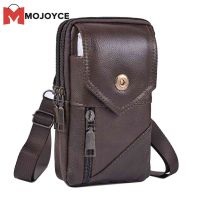 MOJOYCE เอว Fanny Pack ผู้ชาย Cowhide หนังไหล่ Crossbody เข็มขัดโทรศัพท์ Bum Pouch