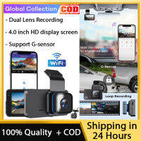 กล้องติดรถยนต์ไวไฟเอชดีแบบเต็ม1296P DVR เซ็นเซอร์ G-Sensor กล้องถ่ายรูปกลางคืนเครื่องบันทึก GPS 24ชั่วโมงสำหรับจอดรถจอมอนิเตอร์ทะเบียนเตือนการออกเดินทาง