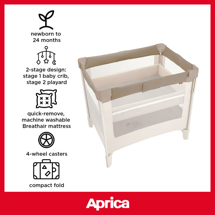 Aprica Coconel Air Plus 0-24m Newborn Crib & Toddler Play Yard