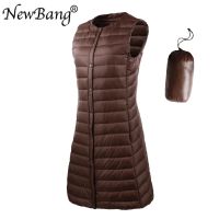 ZZOOI NewBang 3XL Ultra Light Down Womens Vest Sleeveless White Duck Down Vest Women Long Warm Vests Windproof