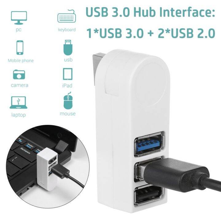 พอร์ต-usb-3พอร์ตหมุนได้อเนกประสงค์3-0ฮับความเร็วสูงตัวแยกการถ่ายโอนข้อมูลกล่องอะแดปเตอร์ตัวขยาย-usb-แล็ปทอปแมคบุ๊คพีซี