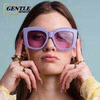 (GENTLE Moscow T) แว่นกันแดดทรงสี่เหลี่ยมย้อนยุคขนาดใหญ่ New Western Cat Eye Fashion UV Protection Sun Glasses