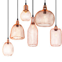 Modern Electroplating metal cage pendant lamp,vintage rose gold cage creative hanging lights lamp E14 Holder 90-230 voltage