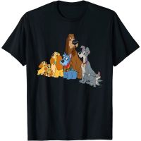 Cartoon Lady and the Tramp graphic cotton O-neck T-shirt for men