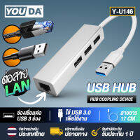 YOUDA USB HUB 3.0 4IN1 สายพ่วง USB 1 TO 3USB + หัวต่อสายแลน YD-U146 ความเร็วสูง USB Splitter แบบพกพาข้อมูล Hub สาย USB 1 ออก 4 USB 3.0 5V รองรับอุปกรณ์ USB ทั้งหมด สาย USB