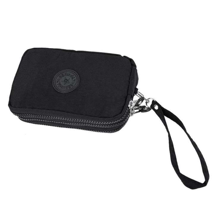 women-small-wallet-washer-wrinkle-fabric-phone-purse-three-zippers-portable-make-up-bag