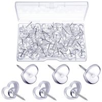 60pcs/Box Office &amp; School Standard Pin Transparent Heart Drawing Pins Decorative Thumbtacks Heart-shape Push Pins for Cork Board Clips Pins Tacks