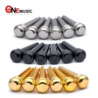 6pcs Brass Folk Acoustic Guitar String Pin Peg Nail Brass Metal Guitar String Black-Gold-Chrome