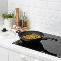 Wok with lid, black 28 cm.