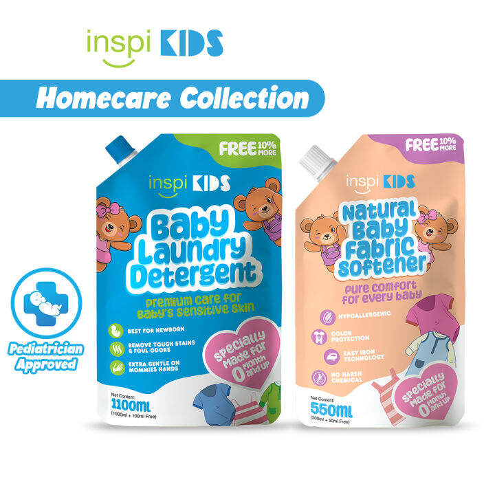 Inspi Kids Laundry Wash Liquid Detergent & Fabric Softener Refill Set