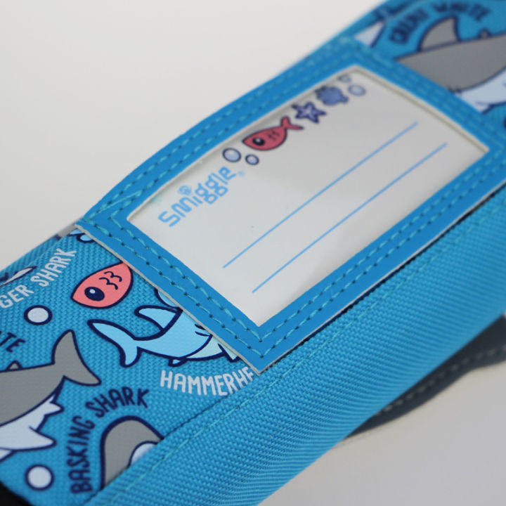 ออสเตรเลีย-smiggle-กรณีดินสอเดิมเด็กเด็กดินสอกระเป๋าเครื่องเขียนกระเป๋าอุปกรณ์การเรียนฉลามสีฟ้าผู้ถือดินสอ