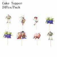 【CW】❆❖  24pcs Story Toppers Firefighter With Sticks Kids Birthday Decorations Baby Shower Supplies