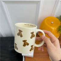 Ceramic Cup Cream Retro Cream Retro Bear Drinkware Bear Mug Large Capacity High Face Value Bitter Cups Milk Breakfast Cup Mug