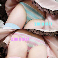 Cute &amp; Sexy Japanese Anime Style Blue White Pink White Stripe Panties Briefs Cotton Cosplay Underwears Kawaii Underpants CMP002