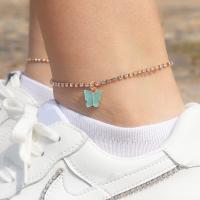 10pcs Gold Iced Out Tennis Chain Anklet Bracelets Women Acrylic Butterfly Ankle Crystal Leg Chain Foot Jewelry Friendship Gift