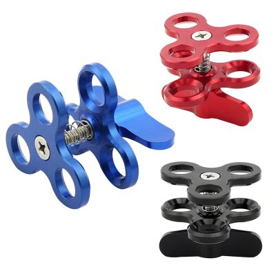 Ball Clamp 3 Holes Diving Lights Arm Ball Butterfly Clip Mount Bracket for Action Camera Flashlight Tripod
