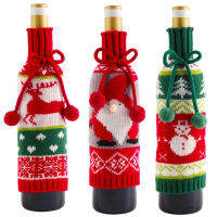 Glitter Star Shop 1pc Lovely Sweater Christmas Wine Bottle Cover ELK Deer Santa Snowman Knitted Christmas Decorations Utenciles Beer Decorations