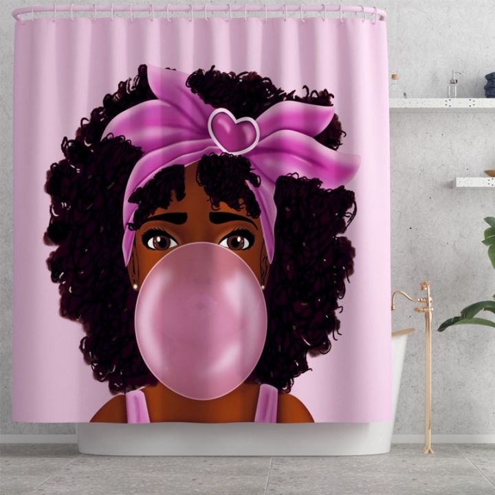 cw-pink-african-with-a-headband-printed-fabric-shower-curtain-curtains-non-slip-rugs-toilet