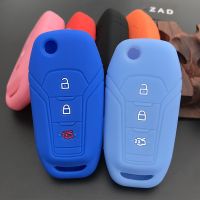 dfgvedvg ZAD Silicone Rubber car Key Fob Skin Case Holder cover for Ford Edge Mondeo Everest Escort 3button Remote Key Case Keyless