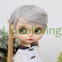 Lindollwig วิกผมบลายธ์9-10นิ้วผมสีดำสั้น1B อุปกรณ์เสริมตุ๊กตา